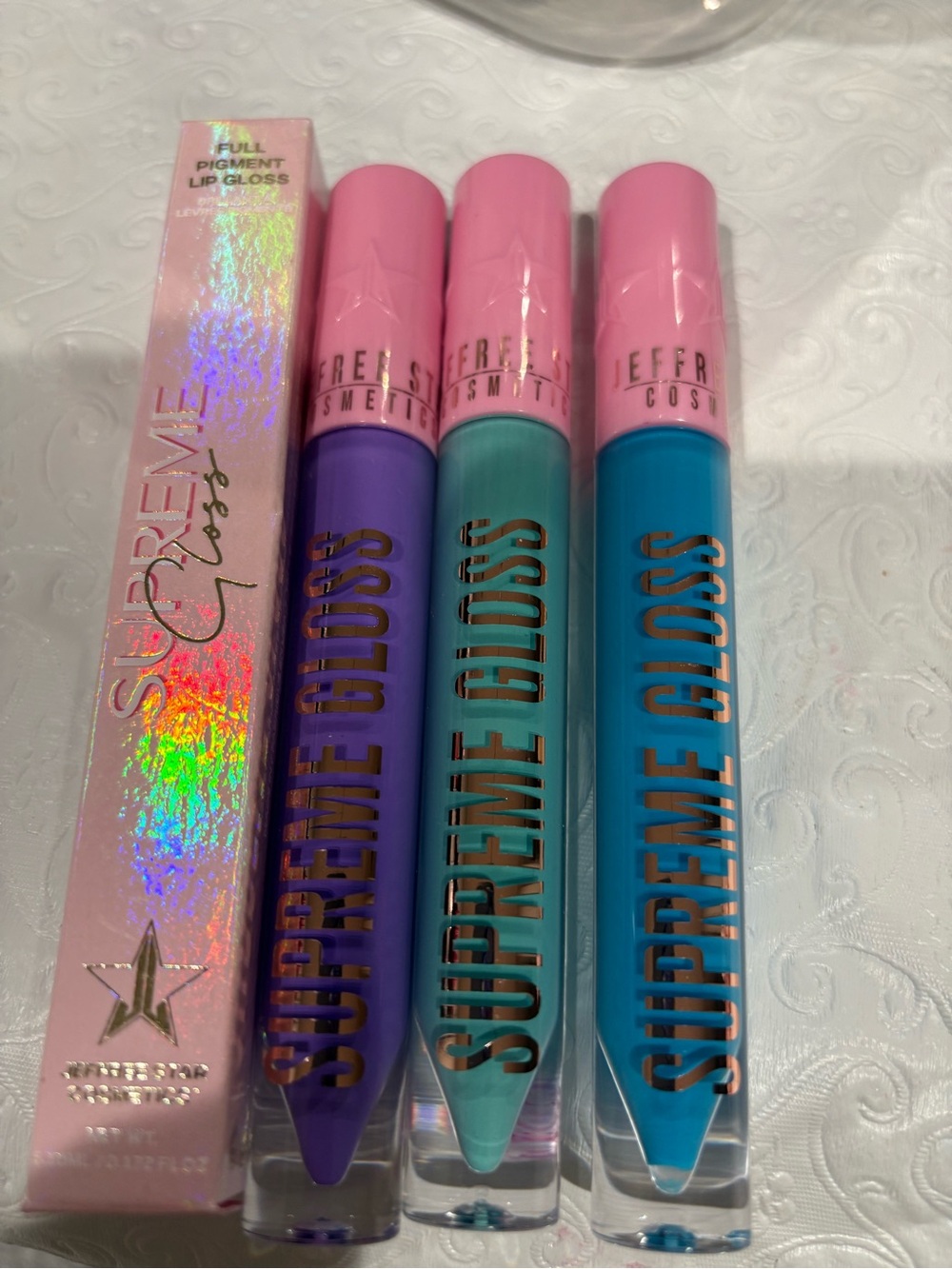 Jeffree Star Supreme Gloss Trio — Purple, Teal, Blue